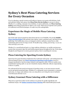 Pizza Catering for Sporting Events Sydney