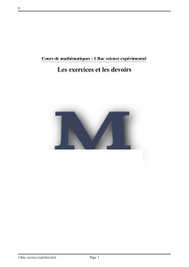 Cours de Mathématiques 1 Bac Science Expérimental : Exercices et Devoirs