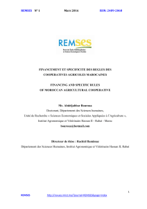 Financement et r&egrave;gles des coop&eacute;ratives agricoles marocaines