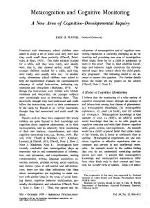 Metacognition & Cognitive Monitoring: A Cognitive-Developmental Inquiry