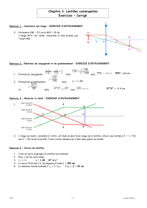 Lentilles Convergentes: Exercices Corrigés de Physique - Optique