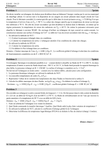 Devoir N02: Échangeurs de Chaleur - Master 2 Électromécanique