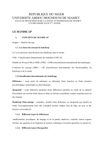 Le Handicap : Concepts, Classifications et Prise en Charge M&eacute;dicale