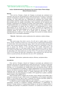 Optimisation du rendement d'un système solaire photovoltaïque