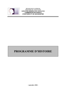 Programme d'Histoire S&eacute;n&eacute;gal: Objectifs et Contenus 6&egrave;me (2004)