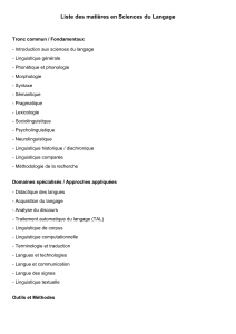 Liste des matières en Sciences du Langage