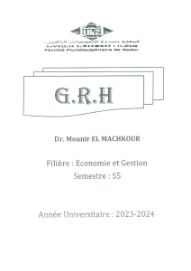 Syllabus GRH, Economie et Gestion, Nador S5 2023-2024