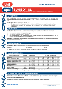 Fiche Technique SUNISO SL : Lubrifiants Synthétiques pour Compresseurs Frigorifiques