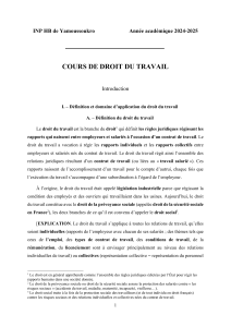 Cours de droit du travail : D&eacute;finition, port&eacute;e et sources