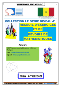 Exercices et Devoirs de Math&eacute;matiques 4e - Nombres Rationnels & Alg&egrave;bre