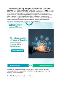 Microlearning Jumpstart: Dos & Don'ts for Beginners