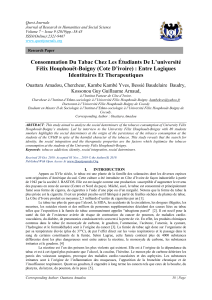 Consommation de Tabac chez les &Eacute;tudiants de l'UFHB : Logiques Sociales