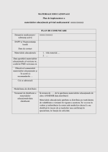 Plan de Comunicare Materiale Educaționale Medicament xxxxx - ANMDMR