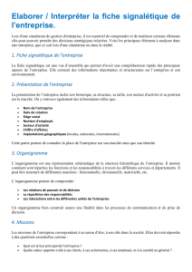 Fiche signalétique entreprise : Élaboration et interprétation