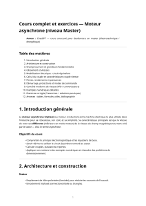 Moteur Asynchrone : Cours Complet & Exercices (Niveau Master)