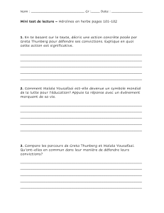 Mini test de lecture : Héroïnes en herbe - Greta Thunberg, Malala Yousafzai