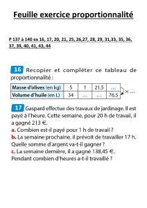 Feuille d'exercices de proportionnalité - Mathématiques Collège