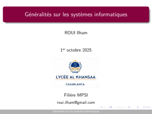 G&eacute;n&eacute;ralit&eacute;s sur les syst&egrave;mes informatiques : Repr&eacute;sentation des Nombres