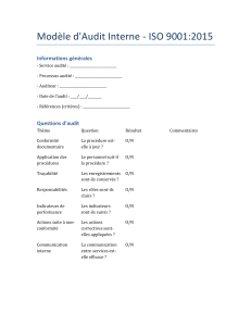 Modèle d'Audit Interne ISO 9001:2015 & Message d'Information