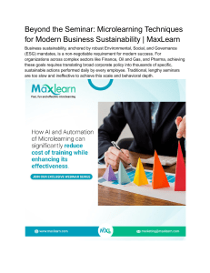 Beyond the Seminar  Microlearning Techniques for Modern Business Sustainability   MaxLearn