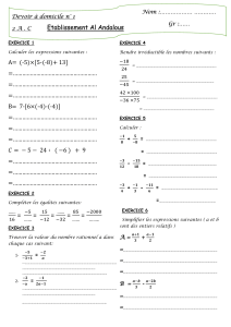 Devoir Maths Collège : Calculs, Fractions, Géométrie