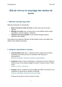 Recyclage des résidus de savon : État de l'art et initiatives