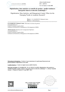 Digitalisation, Data Analytics, Contrôle de Gestion