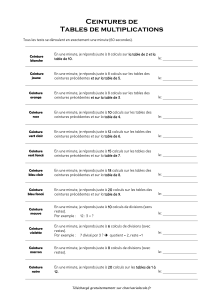 Tables de multiplication : Exercices par ceintures