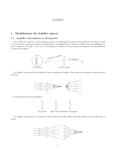 Modélisation des lentilles minces : convergentes, divergentes et formules