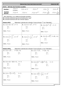 Dérivation de Fonctions : Exercices et Formules