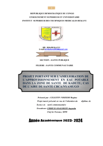 Amélioration Approvisionnement Eau Potable Kadutu - Projet Santé Communautaire