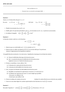 MPSI1 2025-2026: Devoir Maison N°1 - Exercices d'Analyse