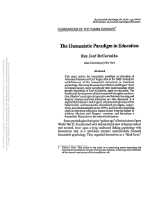 Humanistic Paradigm in Education: Maslow & Rogers