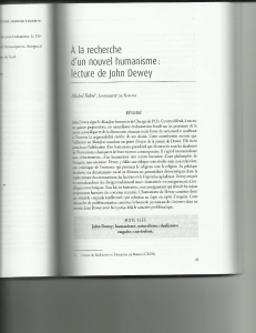 À la recherche d'un nouvel humanisme: lecture de John Dewey