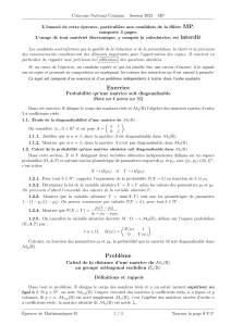 Concours National Commun MP 2023 : Mathématiques II - Algèbre et Probabilités