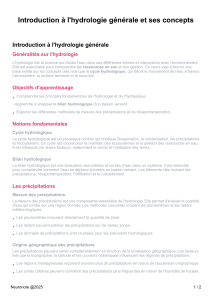Introduction à l'hydrologie générale : concepts clés et cycle de l'eau
