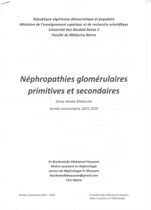 Néphropathies glomérulaires : Cours pour étudiants en médecine