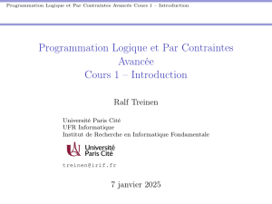 Programmation Logique & Contraintes Avancée: Introduction