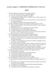 Composition chimique de la cellule : Exercices QCM