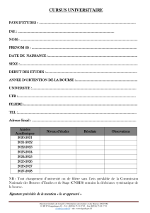 Formulaire de Suivi Cursus Universitaire et Bourses - DGCOB