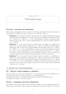 TD Révisions PTSI - Thermodynamique : Exercices et Problèmes