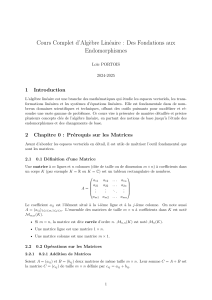 Cours Complet d'Algèbre Linéaire : Matrices, Espaces Vectoriels, Bases