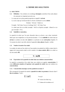 Chimie des solutions : cours sur les concentrations et dilutions