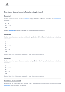 Exercices C++: Variables, Affectation et Opérateurs