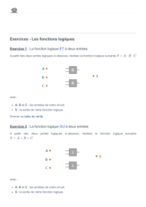Exercices Fonctions Logiques ET, OU, NON - Tables de Vérité