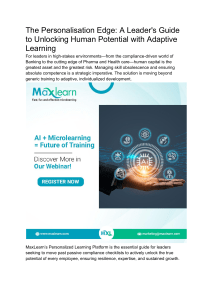 The Personalization Edge  A Leader's Guide to Unlocking Human Potential with Adaptive Learning