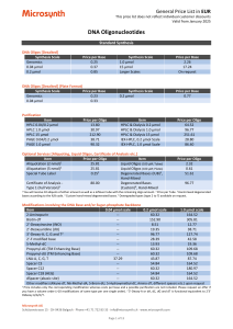 DNA & RNA Oligonucleotide Price List - Microsynth AG