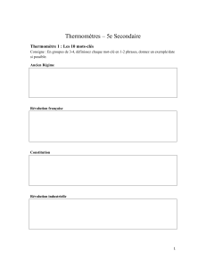 Exercice d'histoire : Thermomètres - 5e Secondaire