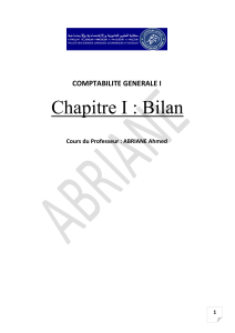 Comptabilité Générale I: Chapitre 1 - Le Bilan (Cours Prof. ABRIANE)