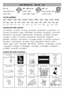 Exercices de lecture: Sons in, an/en, on - École élémentaire